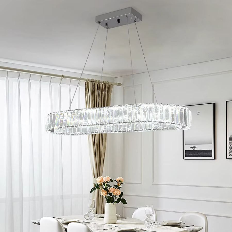 VETRULUS LED Kronleuchter in modernem Oval-Design aus Kristall, Farbe Gold/Messing und Transparent, ideal für Wohnzimmer und Schlafzimmer - Bild 3