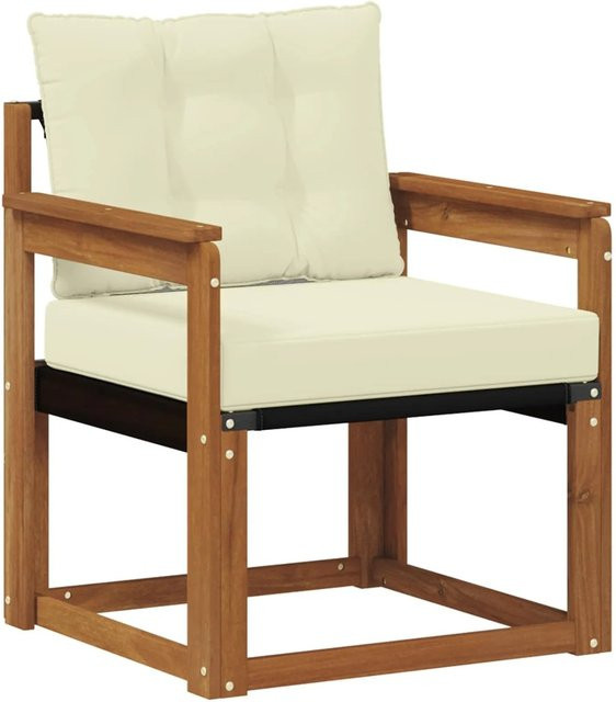 vidaXL Outdoor-Sofagarnitur aus massivem Akazienholz und Textilene in Braun und Creme - Bild 1