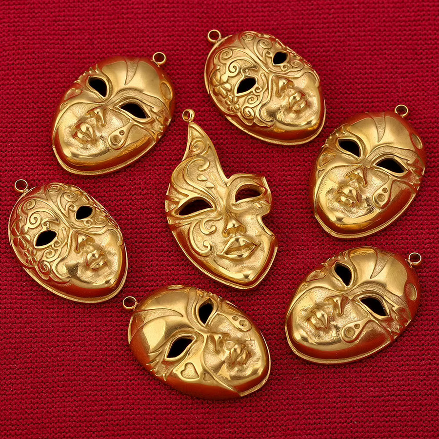 Alisaya Anhänger Venezianische Masken, Edelstahl, Gold, Unisex - Bild 2