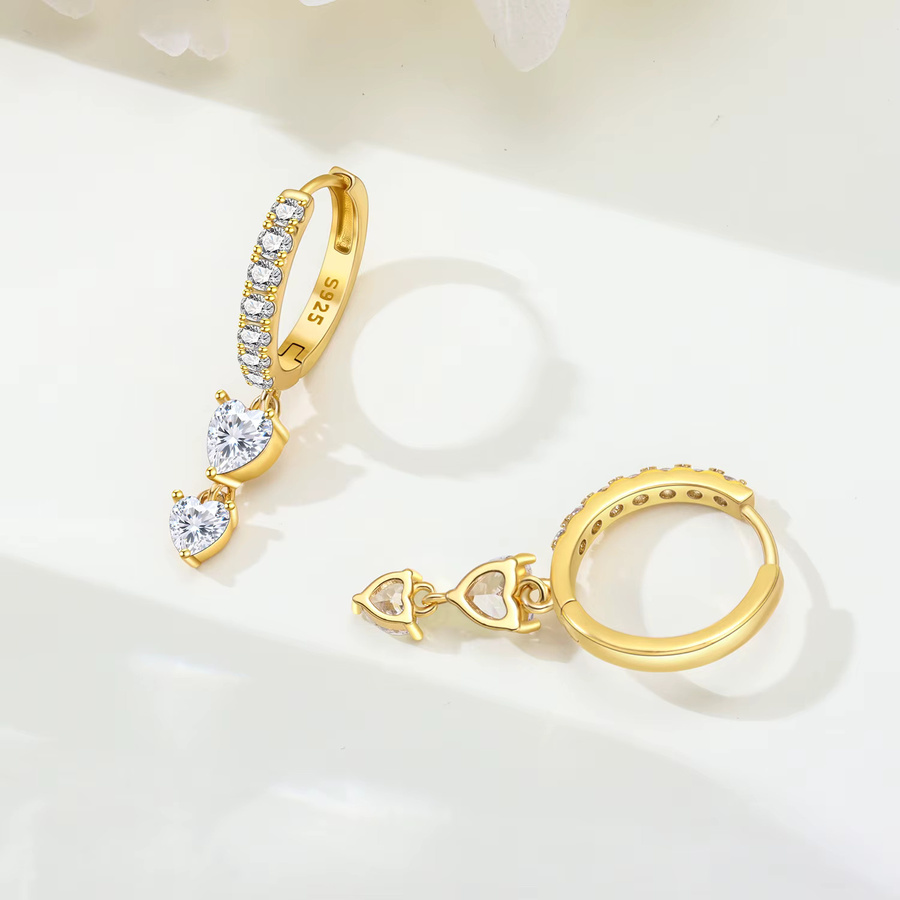 PANPOKI Ohrringe, 925 Silber, Gold, Zirkonia, Damen - Bild 3