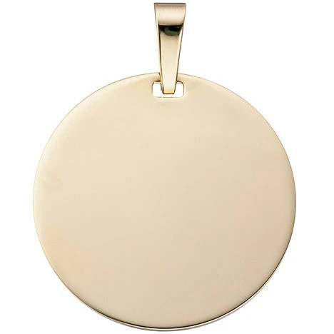 Colfem Anhänger Gravurplatte rund, 333 Gelbgold, Unisex - Bild 1