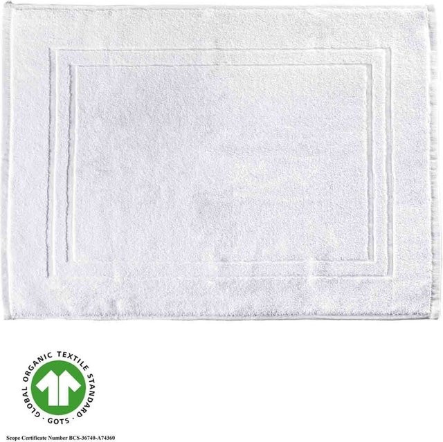 Bertsch Hotelwäsche Badvorleger aus GOTS-zertifizierter Bio-Baumwolle in Weiss mit Streifen-Bordüre, B/L: 50 x 70 cm - Bild 1