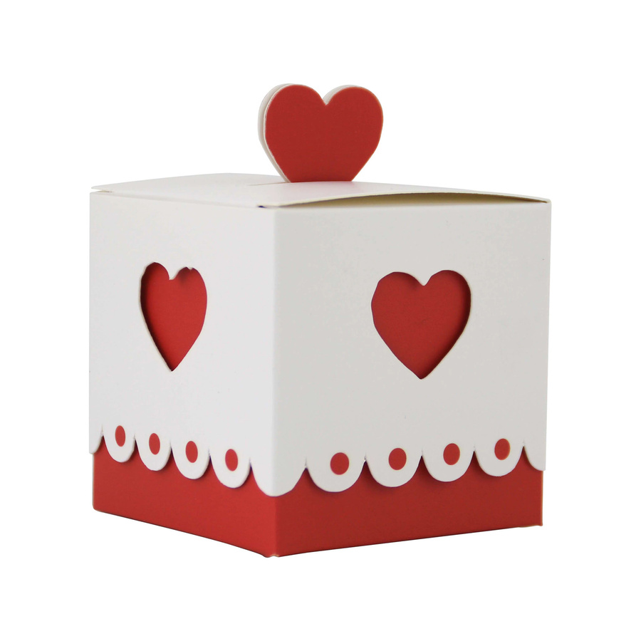 25 Stück Herzförmige Papierboxen für Valentinstag als Gastgeschenk in Pink und Weiß - Bild 2