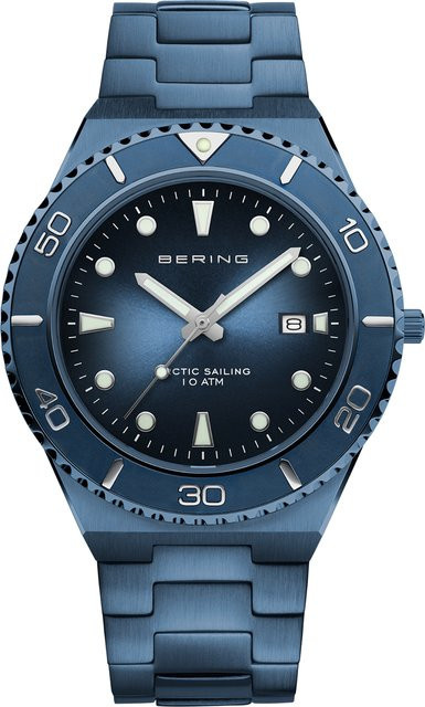 Bering Armbanduhr, Quarz, Edelstahl, Blau, 40 mm, Herren - Bild 1