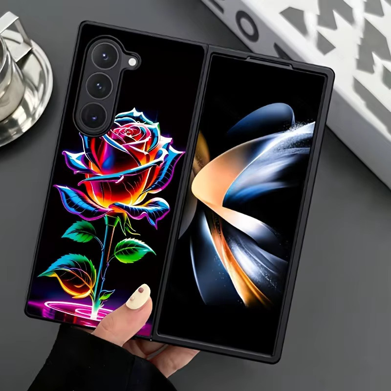 Sprachgesteuerte LED-Telefonhülle mit grünem Blatt- und Rosen-Design für Samsung Galaxy S25 S24 S23 S22 S20 FE Note20 Ultra und Z Fold 7 6 5 4 in Grün und Multicolour - Bild 2