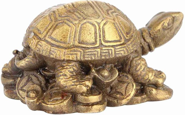 DIYelecs Dekorative Messing-Schildkröte in Gold als chinesisches Kunsthandwerk und orientalische Tischdekoration - Bild 1