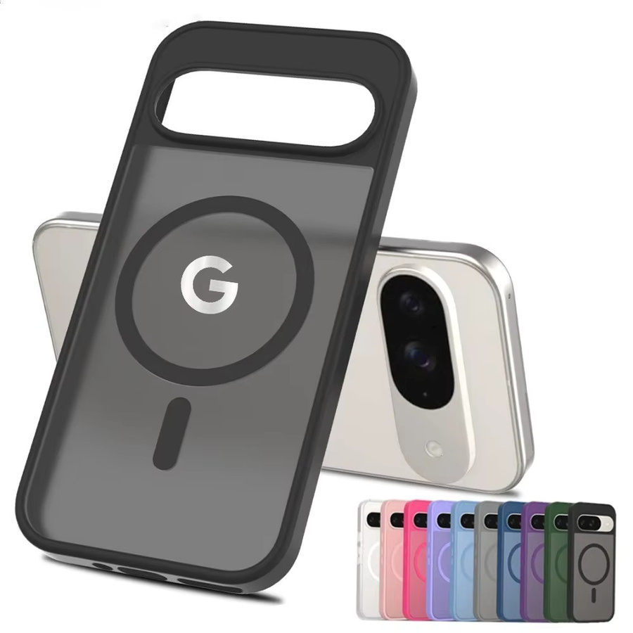 Magnetische kabellose Ladehülle für Google Pixel 10, 9 und 9 Pro XL, mattiertes TPU und PC Gehäuse mit Anti-Drop-Schutz, transparent, lila, schwarz - Bild 3