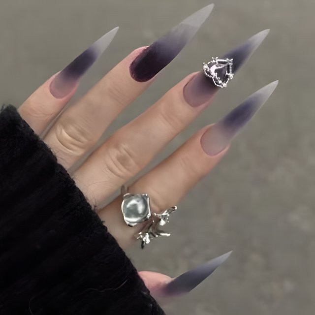 YADORNOS Kunstnägel Stiletto, schwarz, 24 Stück, Unisex - Bild 1