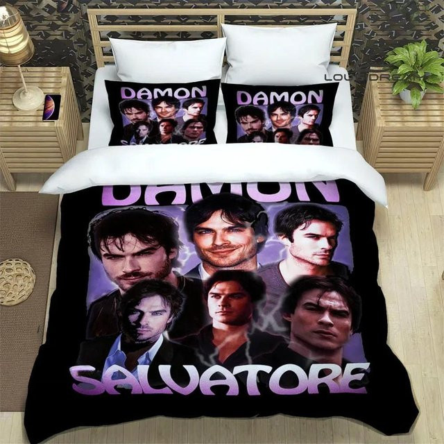 Flylo Bettwäsche Set Damon Salvatore Horror-Vampir Fanartikel aus Mikrofaser, Farbe: Schwarz, B/H: 150 x 200 cm - Bild 1