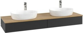 V&B Antao Waschtischunterschrank mit Frontstruktur und LED-Beleuchtung, Wandmontage, Eiche Honig, B/T: 160 x 50 cm - Bild 1