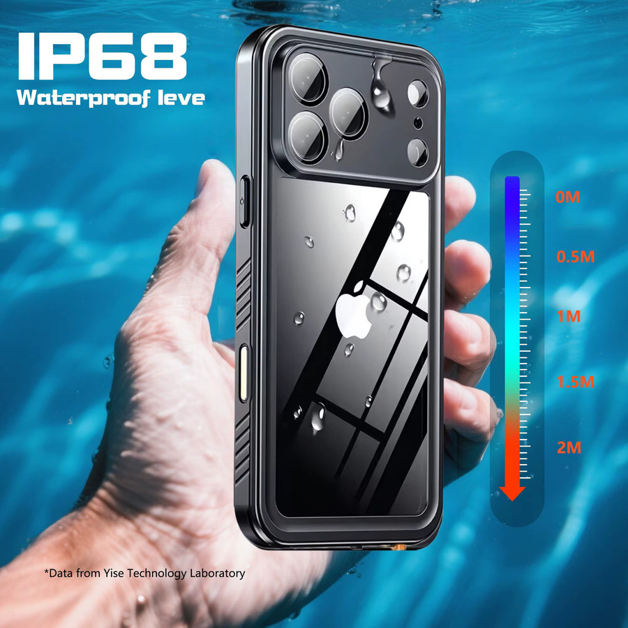 Wasserdichte Schutzhülle IP68 für iPhone 17 16 Plus 15 14 13 Pro Max 17 Air 16E, Staubdicht, Farbe: Schwarz - Bild 4