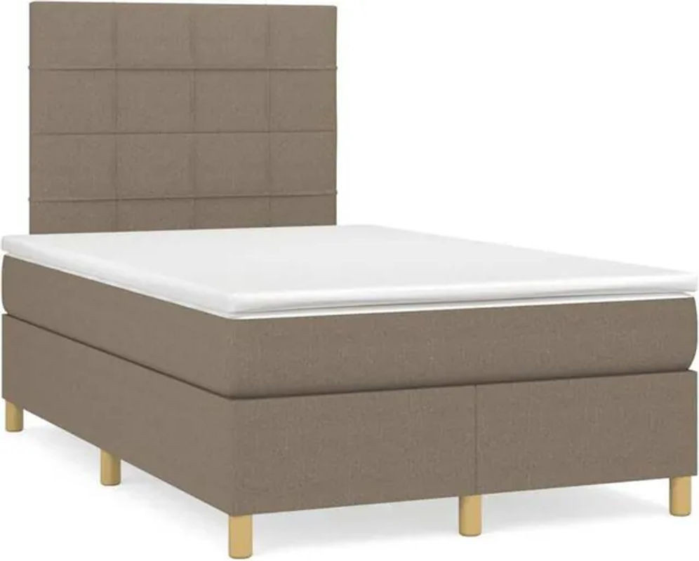 vidaxl Boxspringbett mit Matratze in Taupe meliert aus Stoff, B/T: 120 x 190 cm - Bild 1