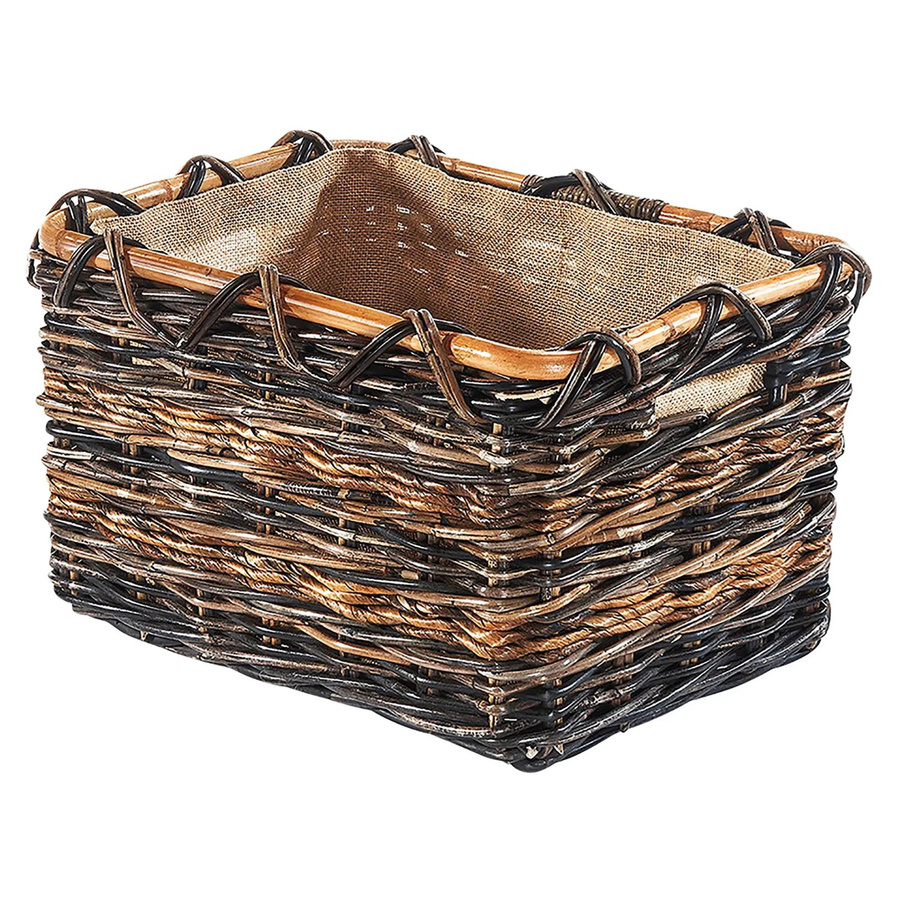 Kobolo Holztrage für Kaminholz eckig aus Rattan und Bananenblatt mit Jutestoff in Braun - Bild 2