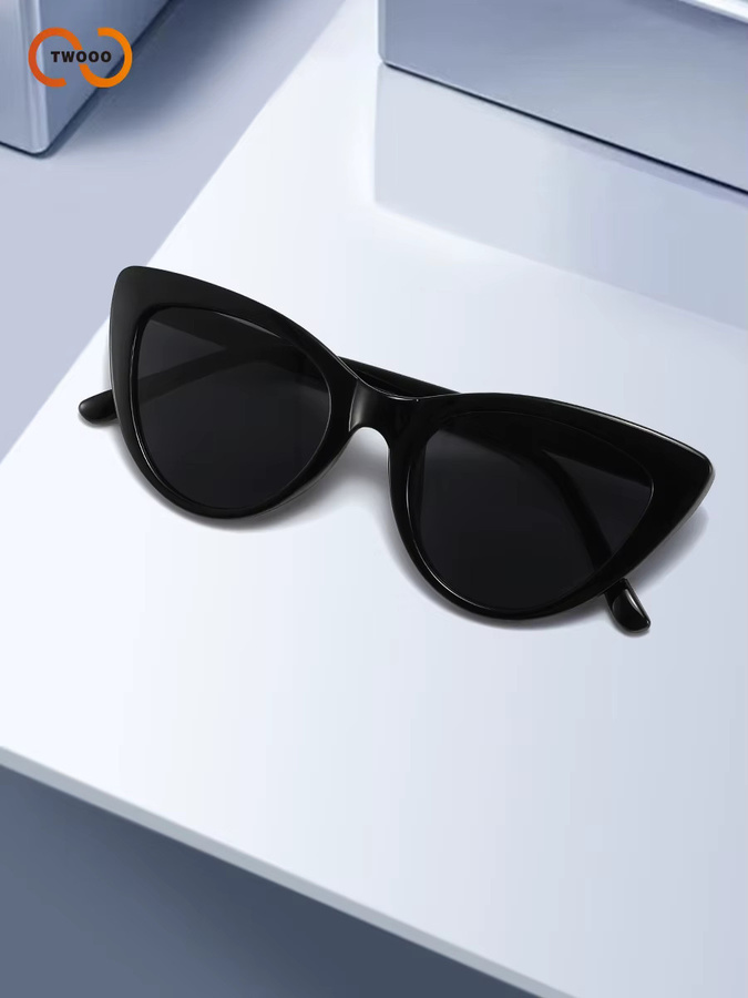 TWOOO Cat-Eye-Sonnenbrille, Vollrand, Kunststoff, Schwarz, Damen - Bild 3