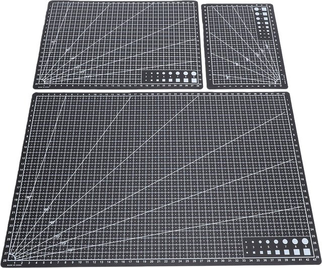 TOMTOP JMS Schneidematten Set aus PVC in Schwarz, 3 Stück für Stoffnähen und Bastelprojekte, Größen A3, A4 und A5 - Bild 1
