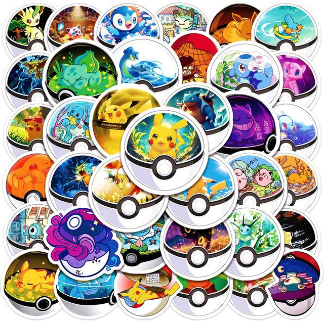 Bandai Pokémon Aufkleber, 50-teiliges Set, bunt - Bild 1