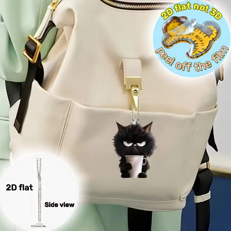 2D Fun Coffee Schlüsselanhänger, Schwarze Katze, Acryl, Unisex - Bild 5