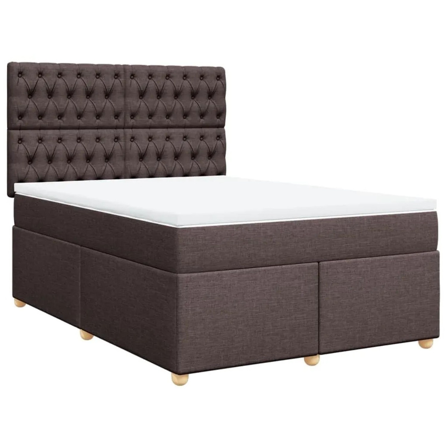vidaXL Boxspringbett Dunkelbraun mit Matratze und USB-Ladeport sowie Unterbettbeleuchtung B/T: 160 x 200 cm - Bild 2