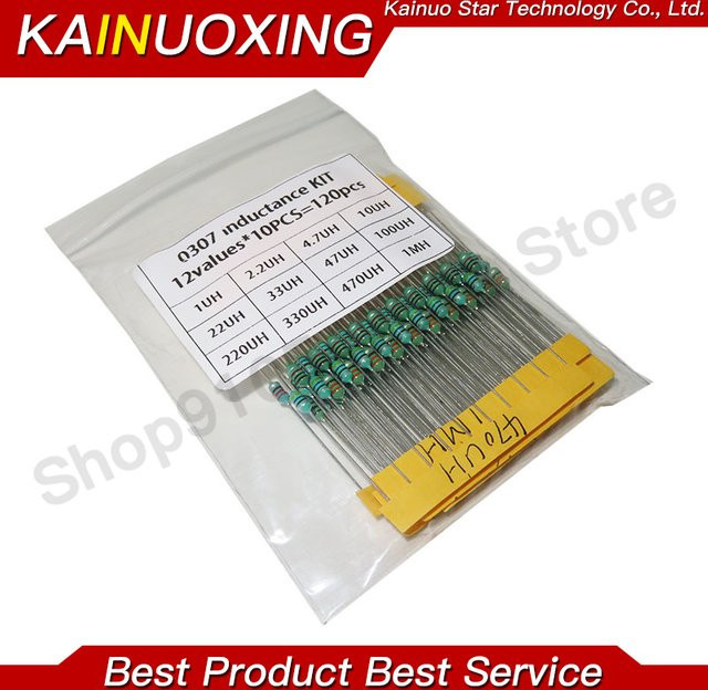KAINUOXING Farbringinduktivität Set mit 12 Werten in Multicolor, 10 Stück pro Wert, DIP 1/4W Induktoren-Kit - Bild 1