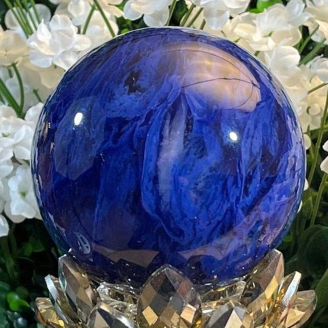 Blaue Schmelzkugel im böhmischen Stil von CrystalHola, polierte Steinverzierung in runder Form für deine Tischdekoration - Bild 1