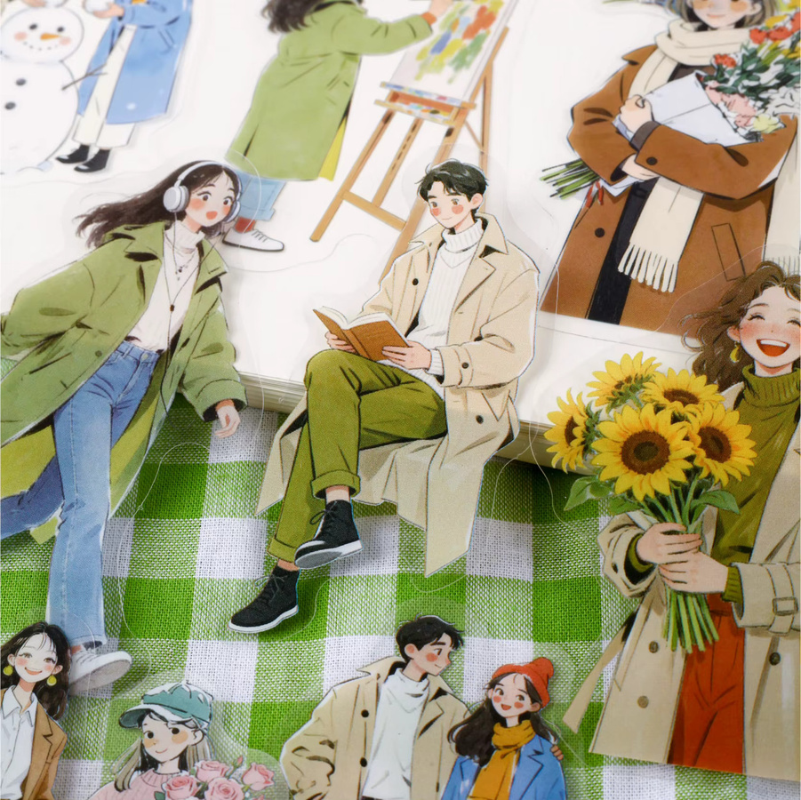 20 Stück Leisurely Collection Ästhetische Mode-Figuren PET-Aufkleber für DIY Tagebuch und Scrapbook, Mehrfarbig - Bild 1