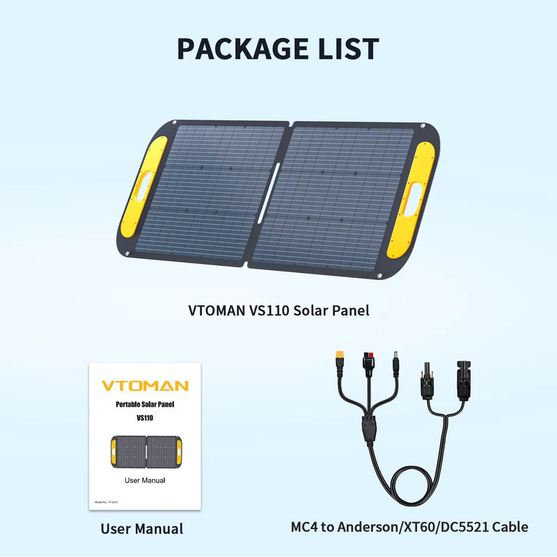 VTOMAN VS110 Solarpanel 110 W, faltbar und wasserdicht, Schwarz - Bild 3