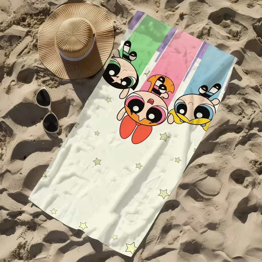 Bandai P-Power-Puff G-Girls Cartoon Handtuch, schnell trocknend und weich, Mehrfarbig - Bild 3