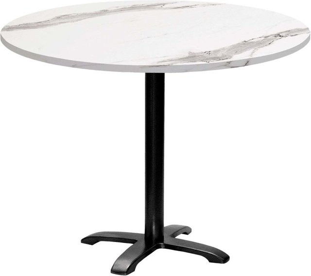 RestooTab Tisch Bazila rund mit Stein-Dekor, weiße Platte und schwarzem Gestell, H: 74 cm, Ø: 110 cm - Bild 1