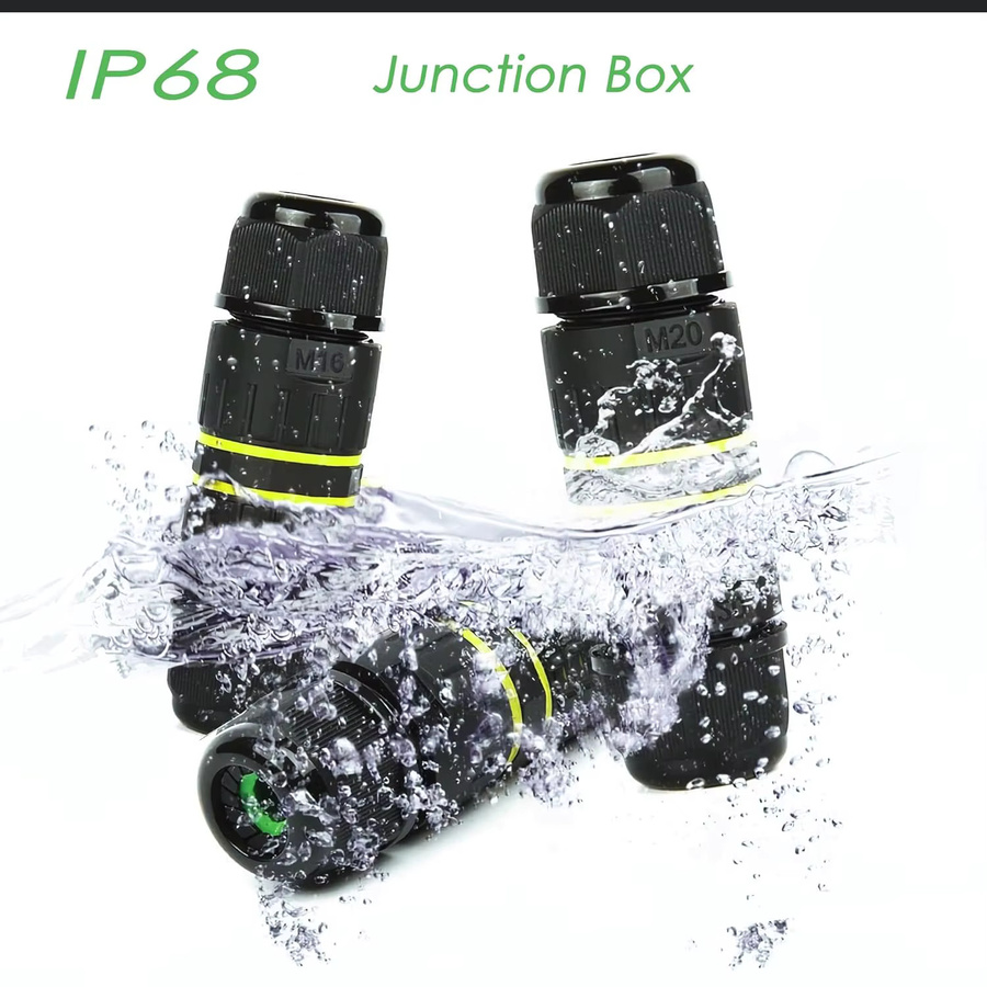 AOKIN 2er Set IP68 Junction Box Wasserdichte Anschlussbox mit 2 Weg und 2 Pin für Outdoor, M20 Kabelanschluss Ø5-8mm - Bild 3