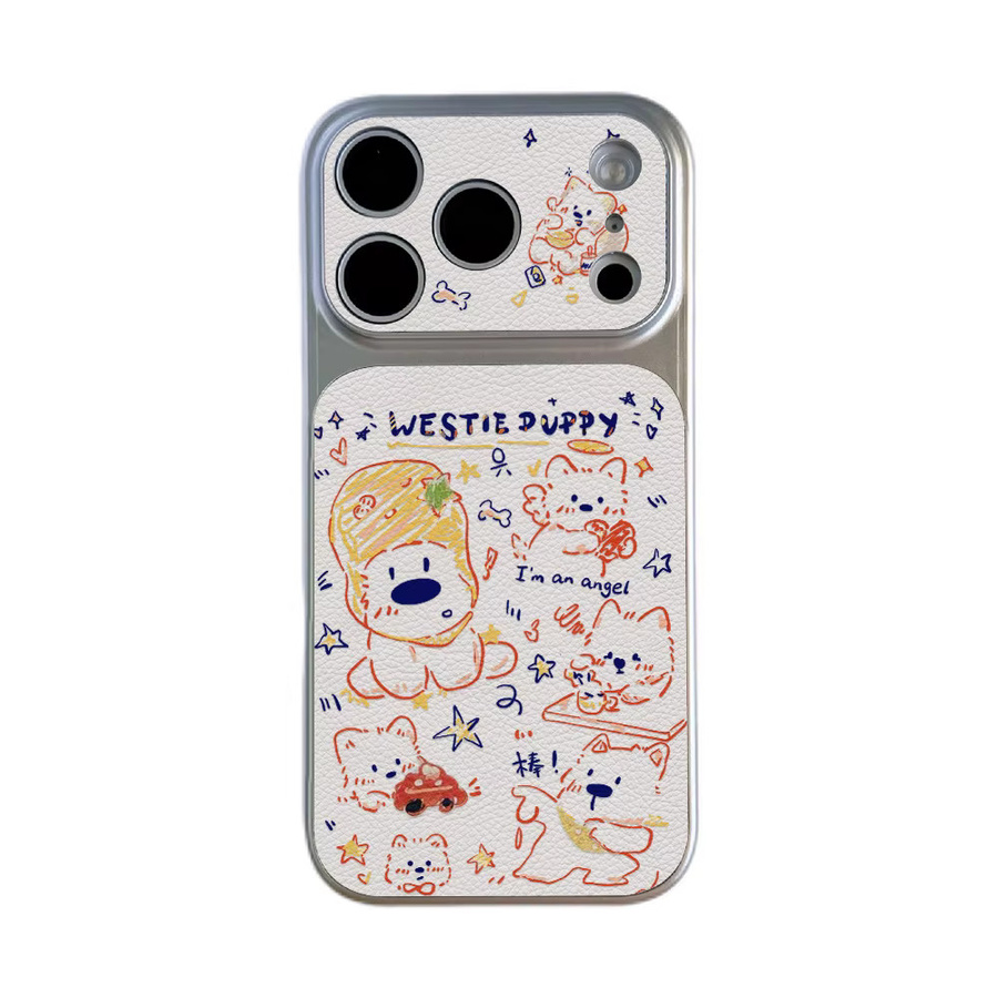 AKABEILA Handyhülle mit Welpen-Graffiti-Design und Lanyard für iPhone, stoßfeste Silikon-Lederhülle, Mehrfarbig - Bild 7