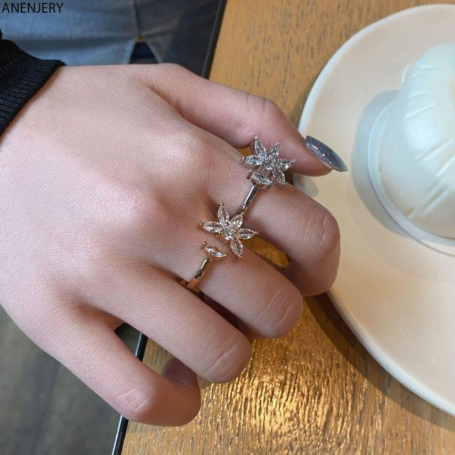 YIRAN Jewelry Ring 925 Silber, Zirkonia, Blütenblatt Blume, Damen - Bild 1