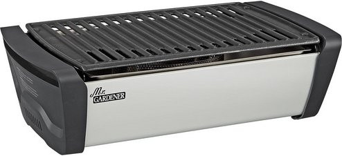 Mr. GARDENER Holzkohle-Tischgrill Flagstaff in Silber und Schwarz mit Grillfläche von 37 x 25 cm - Bild 1