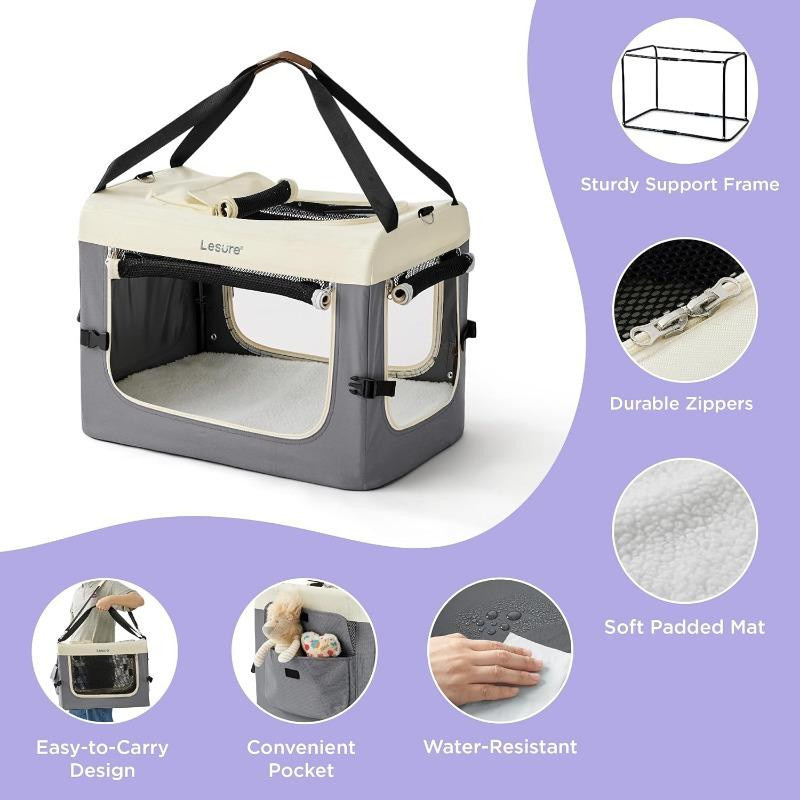 Zusammenklappbare Reise-Hundebox für kleine Hunde aus Nylon, tragbare weiche Haustierbox für Outdoor und Indoor, faltbares Stoff-Hundegehege mit Griff, B/T/H: 17 x 17 x 17 cm - Bild 2