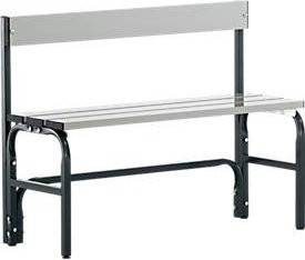 Sypro Umkleidebank aus Stahlrohr und Aluminium mit Rückenteil, Breite: 101,5 cm, anthrazit - Bild 1