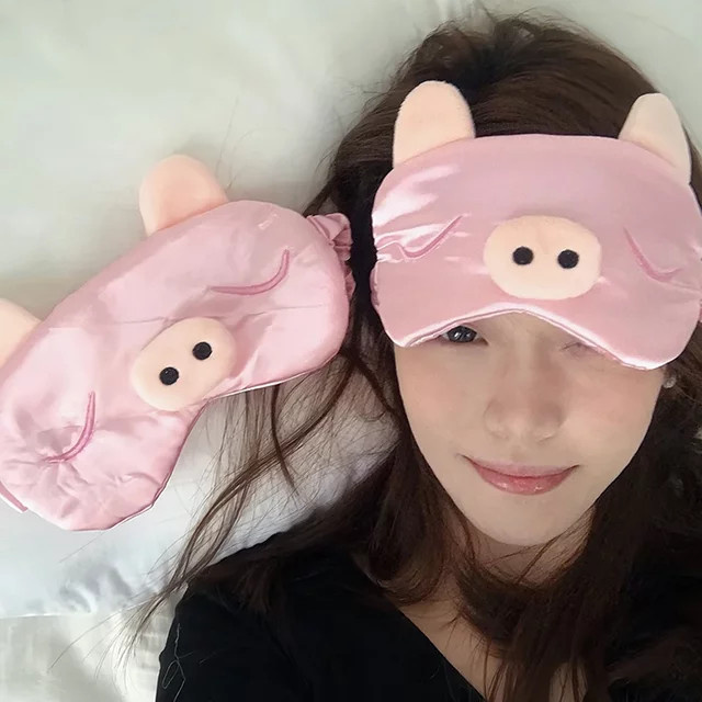 Rosa Cartoon Piggy Schlafmaske, Unisex - Bild 1