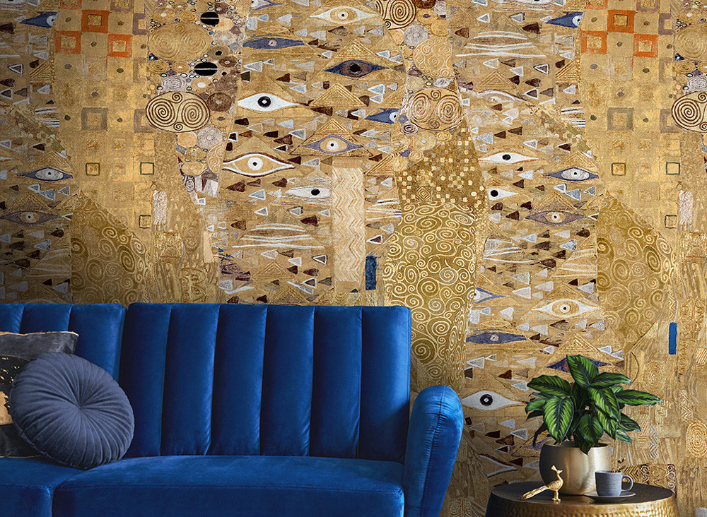 Jannelli & Volpi Mural Adele Wandgestaltung in Gold und Beige, abstraktes Vinyl-Design im Glamour-Stil - Bild 1