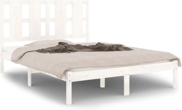 vidaXL Massivholzbett aus Kiefer in Weiß, B/T/H: 120 x 200 cm - Bild 1