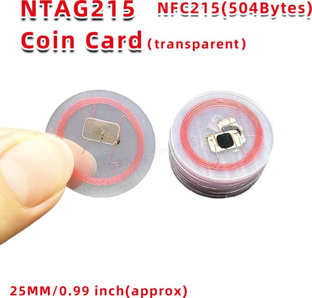 Guang Hongrun NFC NTAG215 Münzanhänger RFID Etiketten 13,56 MHz Transparent, Durchmesser: 25 mm - Bild 1
