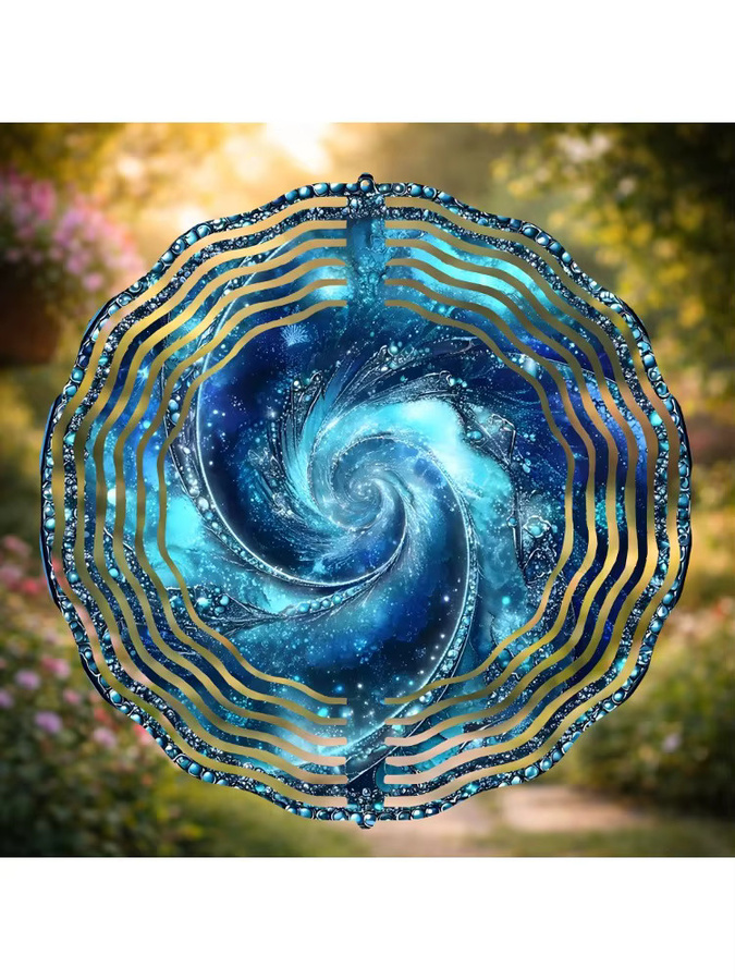 Abstraktes Kosmos-Spiralgalaxie-Windspiel von CIFBUY aus Metall in Blau und Grau zur Außendekoration - Bild 4