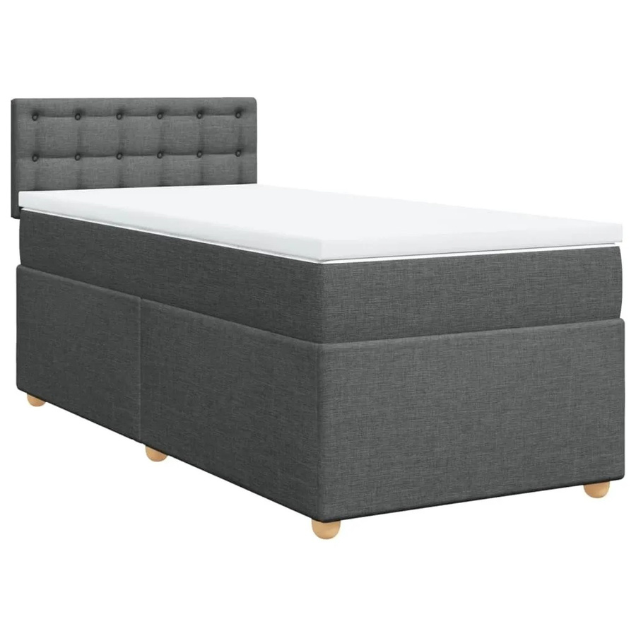 vidaXL Boxspringbett mit Matratze Dunkelgrau und Weiß, Hybrid-Bett mit Taschenfederkern, USB-Anschluss und Unterbettbeleuchtung, B/T: 100 x 200 cm - Bild 2