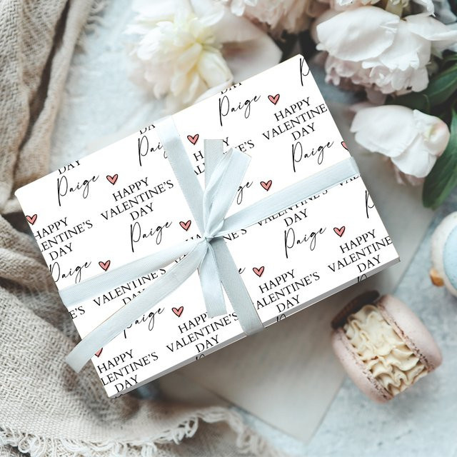 Personalisiertes Geschenkpapier WEIGAO mit Valentinstag-Design in Weiß - Bild 1