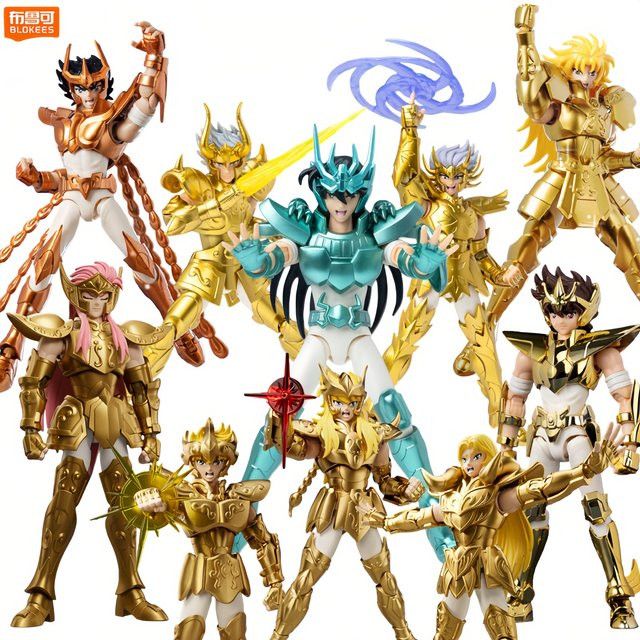 Blokees Saint Seiya Gold Saints Actionfiguren Phoenix Ikki, Gemini Saga und Dragon Shiryu Sammlerstücke Modellfiguren in Gold - Bild 1