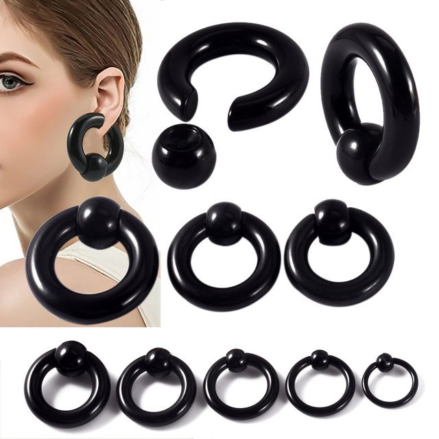 Captive Bead Ring, Acryl, Schwarz, Unisex - Bild 1