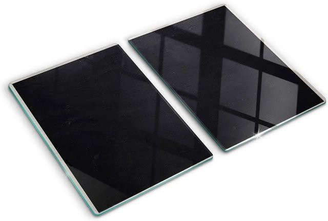 Tulup Herdabdeckplatten Set aus 2 Stück aus Glas in Schwarz als Spritzschutz und Schneidebrett, B/H: 52 x 40 cm - Bild 1