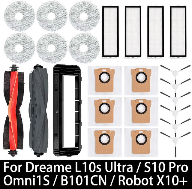 Dreame Zubehör-Set für L10s Ultra, S10 Pro, Mijia Omni 1S und X10+ Robotstaubsauger in Multicolour mit Hauptbürste, Seitenbürste, Filtern und Wischmopps - Bild 1
