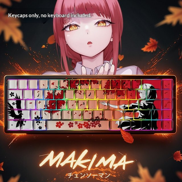 Bandai Sakura Tastenkappen für mechanische Tastaturen im Kirschprofil, PBT-Material, seitlich bedruckt und durchscheinend, Anime-Design in Weiß und Multicolour, kompatibel mit 104 und 108 Layouts - Bild 1