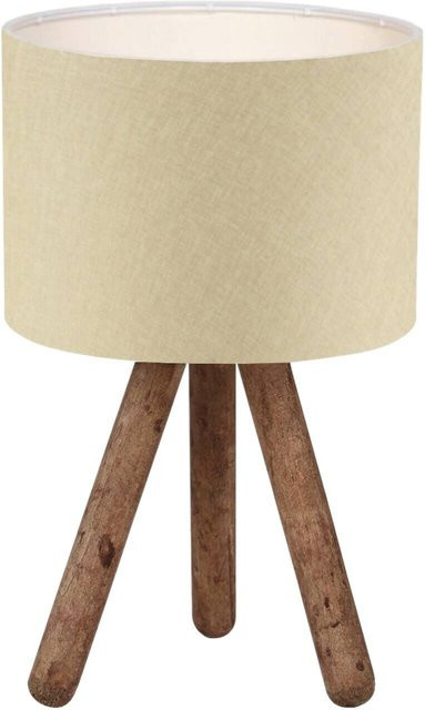 Opviq Tischleuchte AYD-2940 in Beige mit Stoffschirm und Holzfuß, B/H/T: 19 x 32 x 19 cm, E27 Fassung - Bild 1