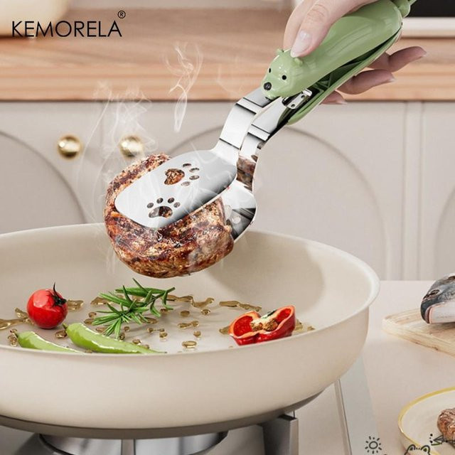 KEMORELA Multifunktionale Lebensmittelzange aus Edelstahl in Silber und Grün für BBQ und Haushalt - Bild 1