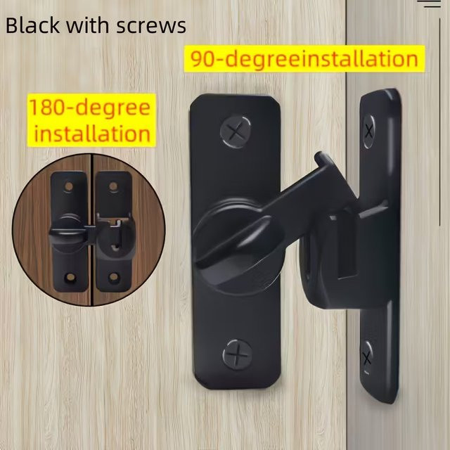 Hochleistungs-Diebstahlschutz-Türschloss mit verstellbarem Schiebeverschluss für 90° oder 180° Drehung in Schwarz - Bild 1