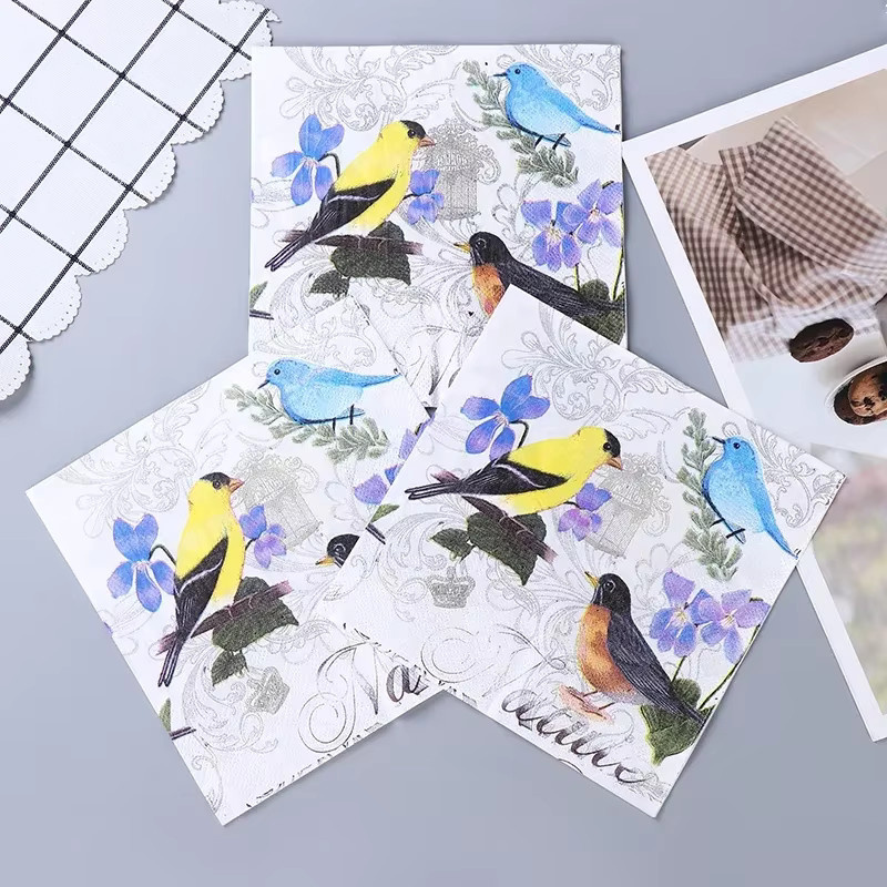 GUANYAO Bunte Servietten im chinesischen Stil mit Blumen- und Vogelmuster, Mehrfarbig - Bild 4